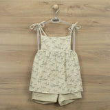 Completo Con Bermuda E Top In Cotone Beige Con Stampa Neonata BABIDU 43483 - BABIDU - LuxuryKids