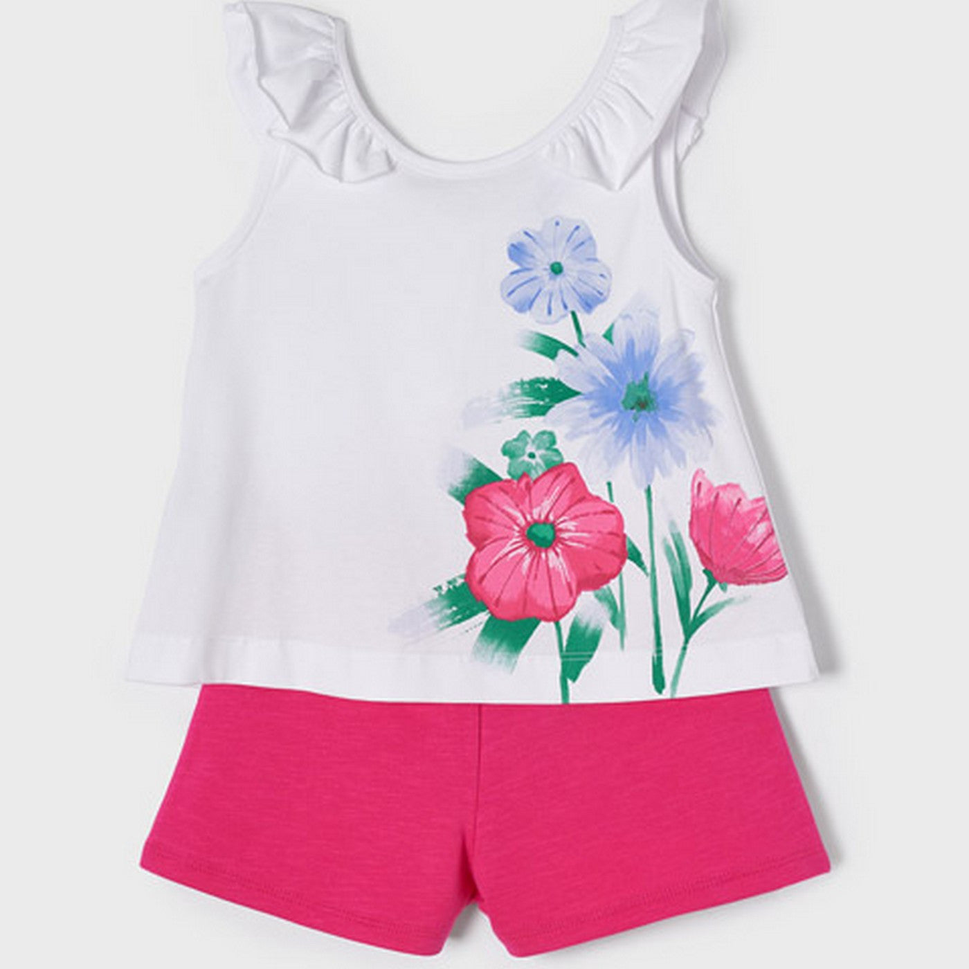 Completo Short E Canotta Fucsia In Cotone Bambina MAYORAL 3283 - MAYORAL - LuxuryKids