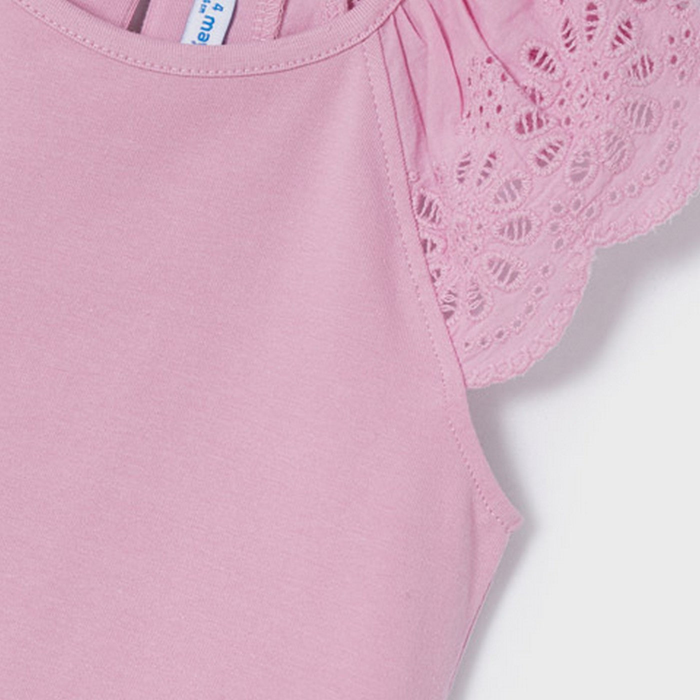 T-Shirt Con Ricami In Cotone Rosa Bambina MAYORAL 3052 - MAYORAL - LuxuryKids