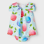 Abito Mezza Manica Con Culotte Fantasia Stampata Turchese Misto Lino Neonata MAYORAL 1914 - MAYORAL - LuxuryKids