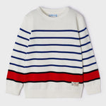 Maglioncino Bianco A Righe In Cotone Bambino MAYORAL 3337 - MAYORAL - LuxuryKids