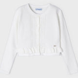 Cardigan Bianco Traforato In Cotone Bambina MAYORAL 3341 - MAYORAL - LuxuryKids