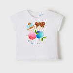 T-Shirt Mezza Manica In Cotone Bianca Con Stampa Neonata MAYORAL 1022 - MAYORAL - LuxuryKids
