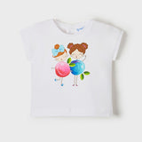 T-Shirt Mezza Manica In Cotone Bianca Con Stampa Neonata MAYORAL 1022 - MAYORAL - LuxuryKids
