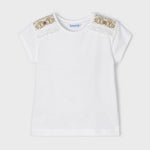 T-Shirt Basica Bianca In Cotone Bambina MAYORAL 3036 - MAYORAL - LuxuryKids