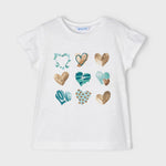 T-Shirt Bianca Stampata In Cotone Bambina MAYORAL 3031 - MAYORAL - LuxuryKids