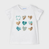 T-Shirt Bianca Stampata In Cotone Bambina MAYORAL 3031 - MAYORAL - LuxuryKids