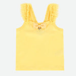 Top A Bretelle In Cotone Giallo Con Rouches Sulle Spalle Bambina ANGEL'S FACE ODETTE - Angel's Face - LuxuryKids