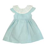 Vestito Casual Collo Ruches Verde Pastello In Cotone Neonata BABIDU 92440 - BABIDU - LuxuryKids