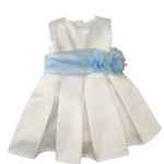 Abito Smanicato Elegante Rasatello Panna Bambina BUFI B1176 - BUFI - LuxuryKids