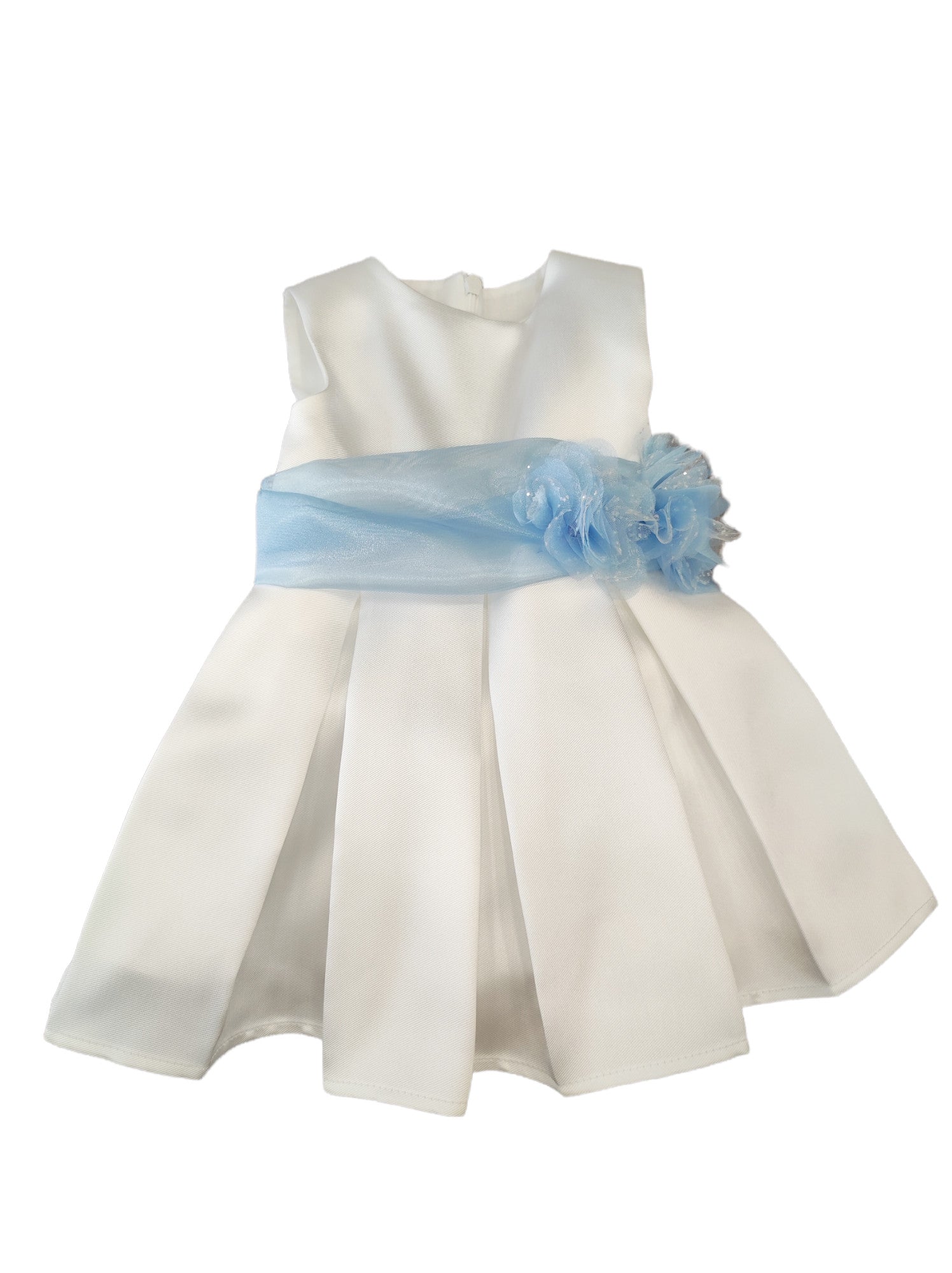 Abito Smanicato Elegante Rasatello Panna Bambina BUFI B1176 - BUFI - LuxuryKids