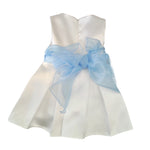 Abito Smanicato Elegante Rasatello Panna Bambina BUFI B1176 - BUFI - LuxuryKids