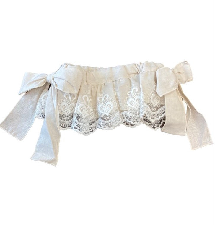 Culotte In Lino Con Balze In Pizzo Neonata Phi Clothing 22296 - PHY CLOTHING - LuxuryKids