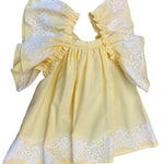 Abito Giallo In Cotone Con Pizzo Bambina Phi Clothing 22001 - PHY CLOTHING - LuxuryKids