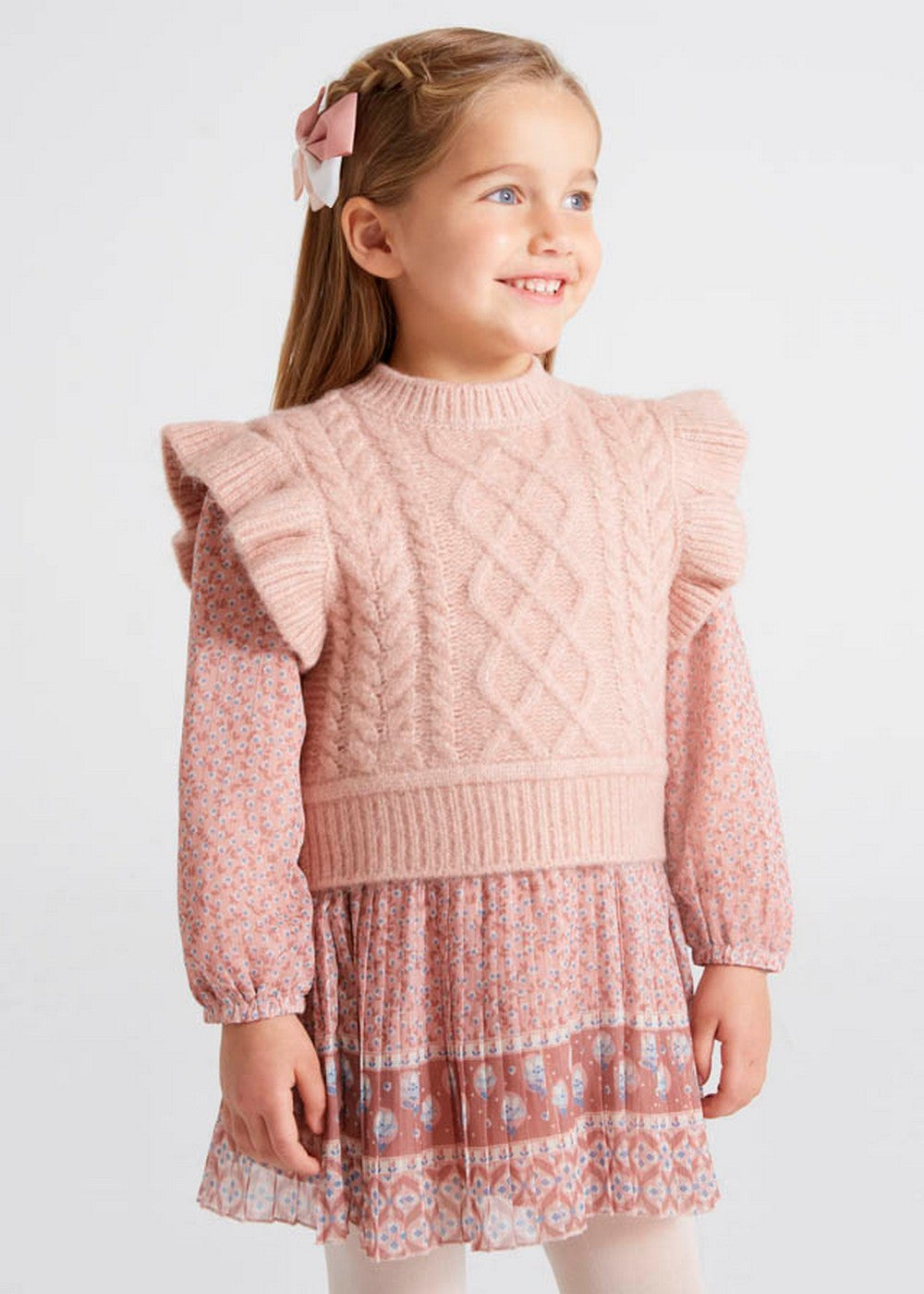 Gilet Tricot In Misto Lana Con Trecce Bambina MAYORAL 4313 - MAYORAL - LuxuryKids