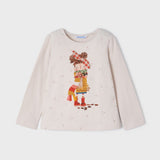 Maglietta Manica Lunga In Caldo Cotone Beige Bambina MAYORAL 4029 - MAYORAL - LuxuryKids