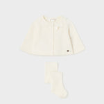 Cardigan Lungo Con Calzamaglia In Caldo Cotone Neonata MAYORAL 2394 - MAYORAL - LuxuryKids