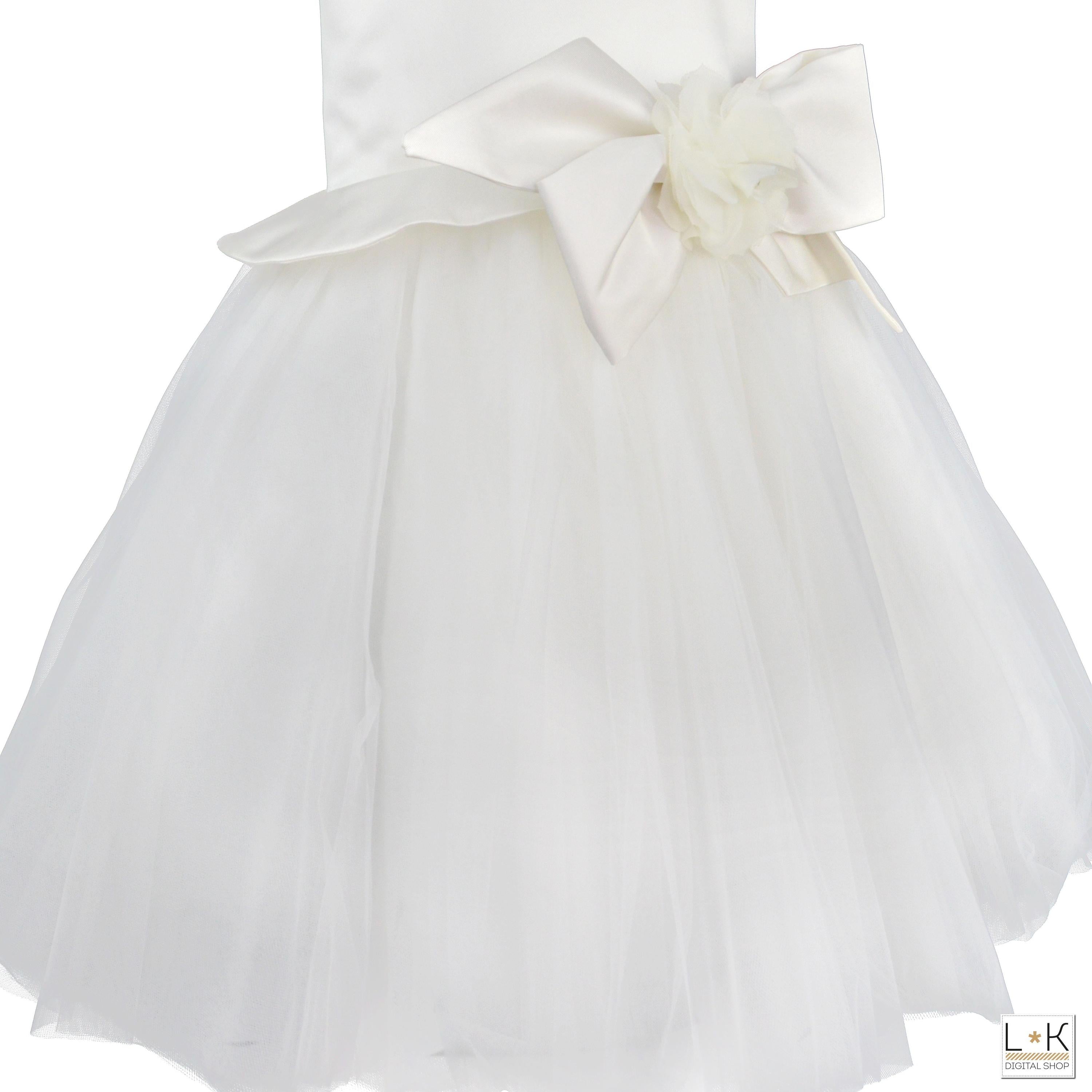 Abito Elegante Cerimonia Bianco Bambina Le Chicche ABR06 - LE CHICCHE - LuxuryKids