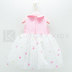 Abito Smanicato Elegante Con Corpetto Rosa E Tulle A Pois Neonata Isabel 43078 - ISABEL - LuxuryKids