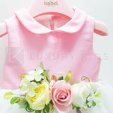 Abito Smanicato Elegante Con Corpetto Rosa E Tulle A Pois Neonata Isabel 43078 - ISABEL - LuxuryKids