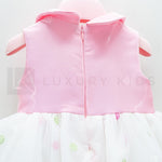 Abito Smanicato Elegante Con Corpetto Rosa E Tulle A Pois Neonata Isabel 43078 - ISABEL - LuxuryKids