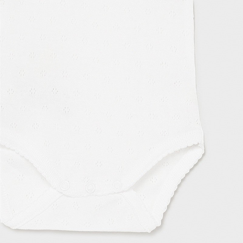 Body Con Bretelle Traforato Basico In Cotone Bianco Neonata MAYORAL 168B - MAYORAL - LuxuryKids