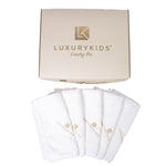 Box Più Set Di  5 Quadrati Di Garza Con Logo Bianco LUXURY KIDS BOX5-00 - LUXURYKIDS - LuxuryKids