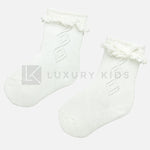 Calze Lunghe In Caldo Cotone Con Volant Panna Neonata Mayoral 9173 - MAYORAL - LuxuryKids