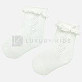 Calze Lunghe In Caldo Cotone Con Volant Panna Neonata Mayoral 9173 - MAYORAL - LuxuryKids
