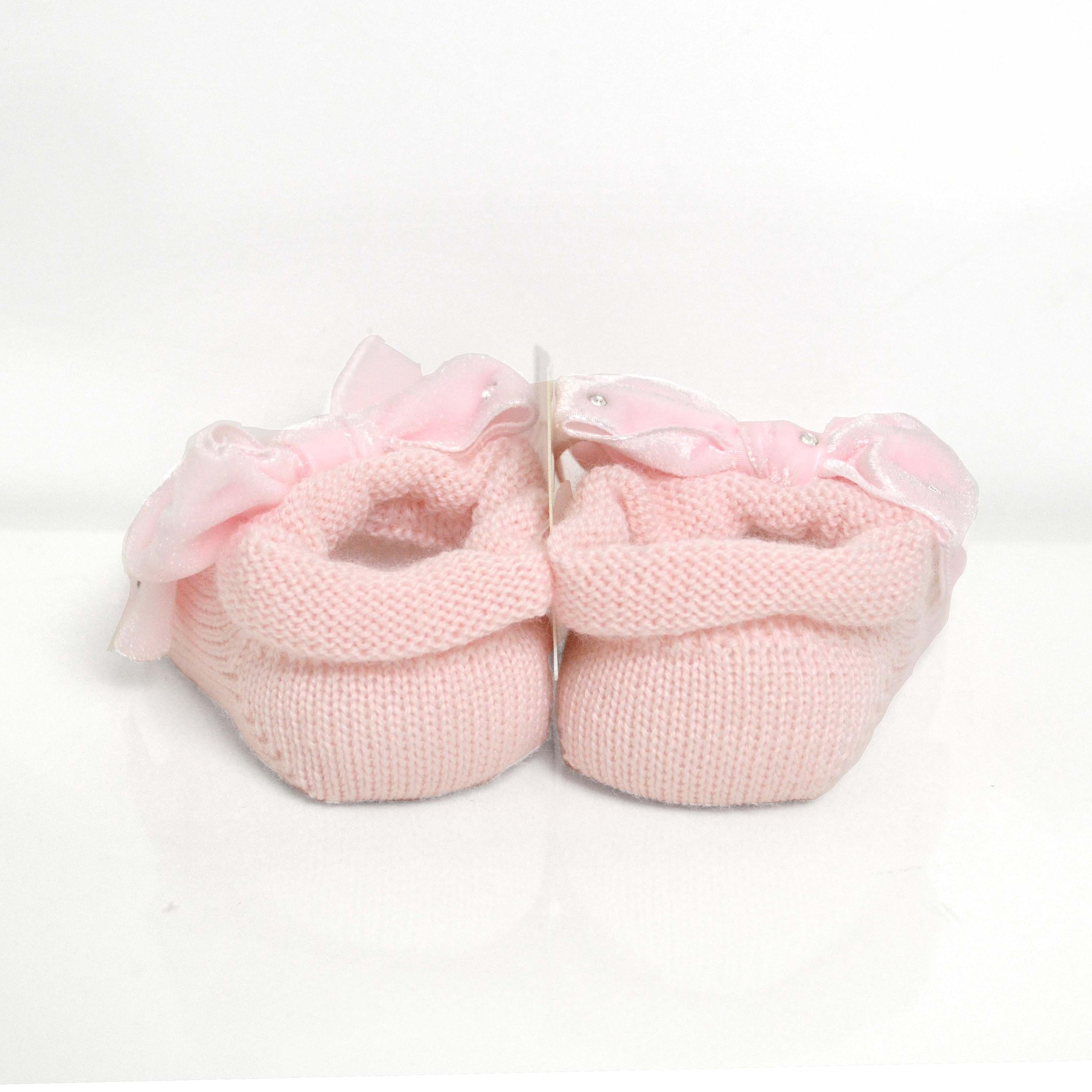 Calzini scarpetta in lana con fiocco in velluto   Rosa  Neonata STORY LORIS 3713 - STORY LORIS - LuxuryKids