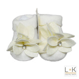 Calzini scarpetta in lana con fiore corredino nascita neonata panna IVORY 42414 - IVORY - LuxuryKids
