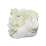 Calzini scarpetta in lana con fiore corredino nascita neonata panna IVORY 42414 - IVORY - LuxuryKids