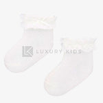 Calzino Elegante Bianco Con Pizzo In Cotone Elasticizzato Neonata Mayoral 9246 - MAYORAL - LuxuryKids