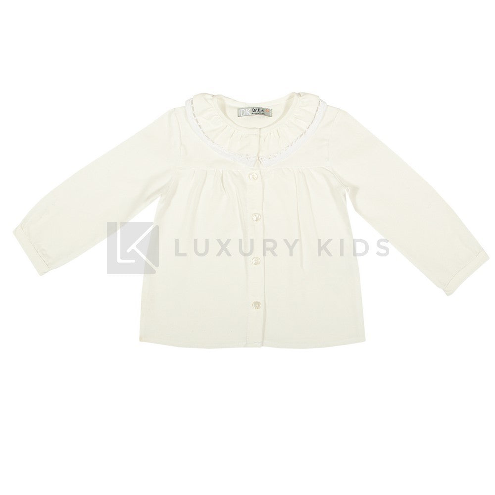 Camicia con colletto elegante bambina bianco latte DR KID 310 - DR.KID - LuxuryKids