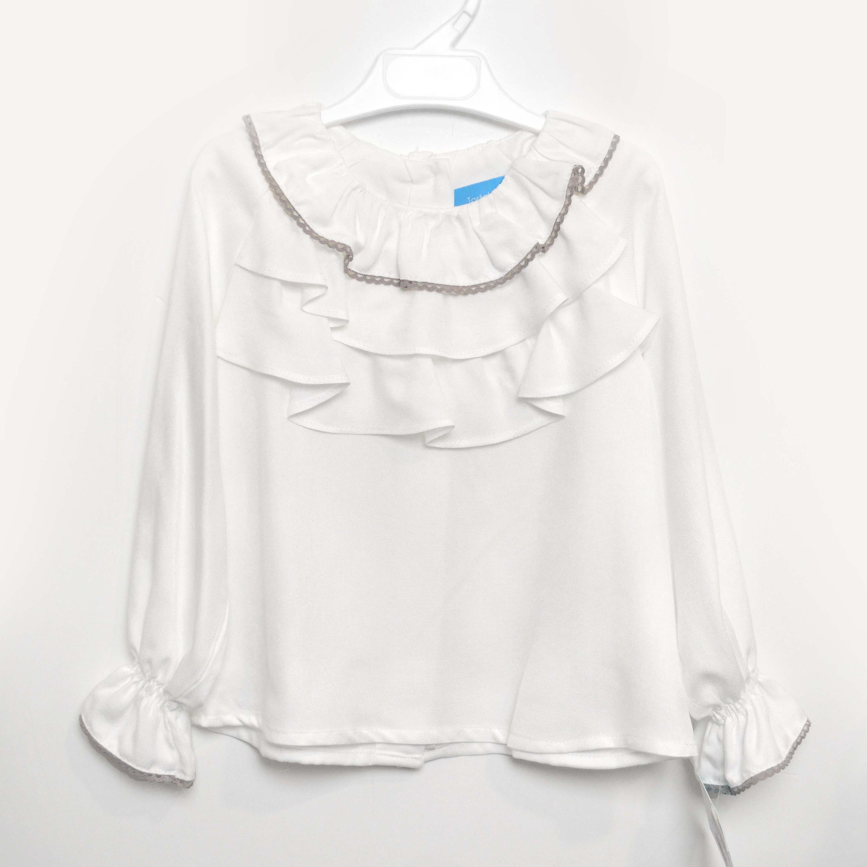 Camicia con rouches Elegante chic Moda Bambina Bianco latte TARTALETA  A3939 - TARTALETA - LuxuryKids