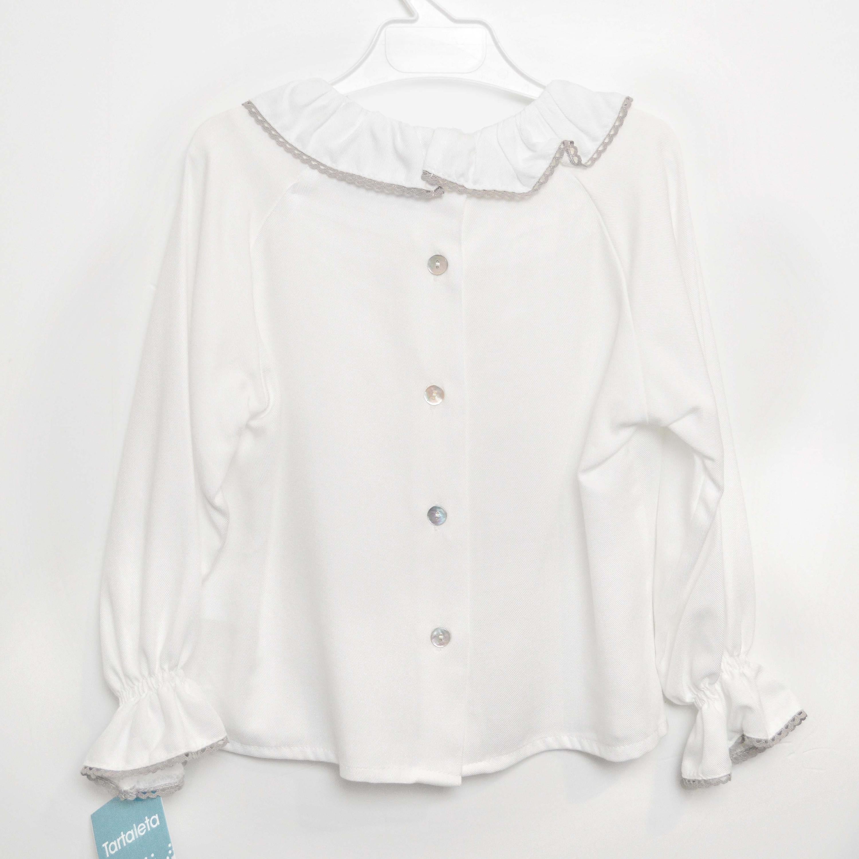 Camicia con rouches Elegante chic Moda Bambina Bianco latte TARTALETA  A3939 - TARTALETA - LuxuryKids