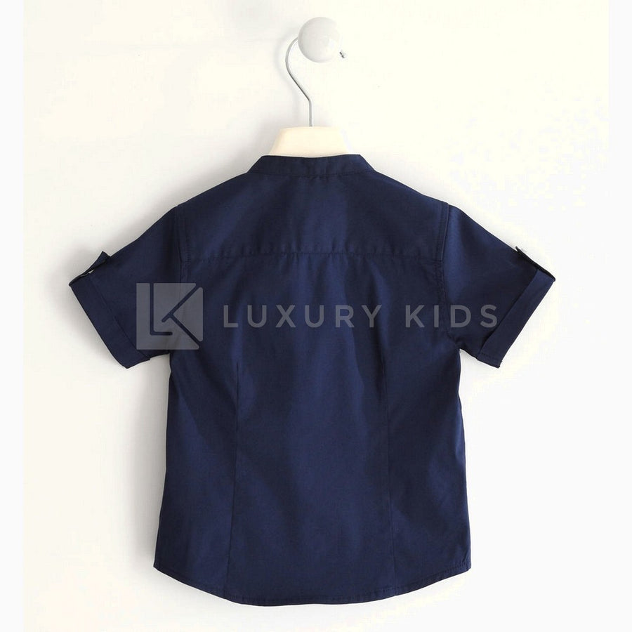 Camicia Coreana Mezza Manica Con Papillon Compreso Blu Per Bambino Sarabanda J502 - SARABANDA - LuxuryKids
