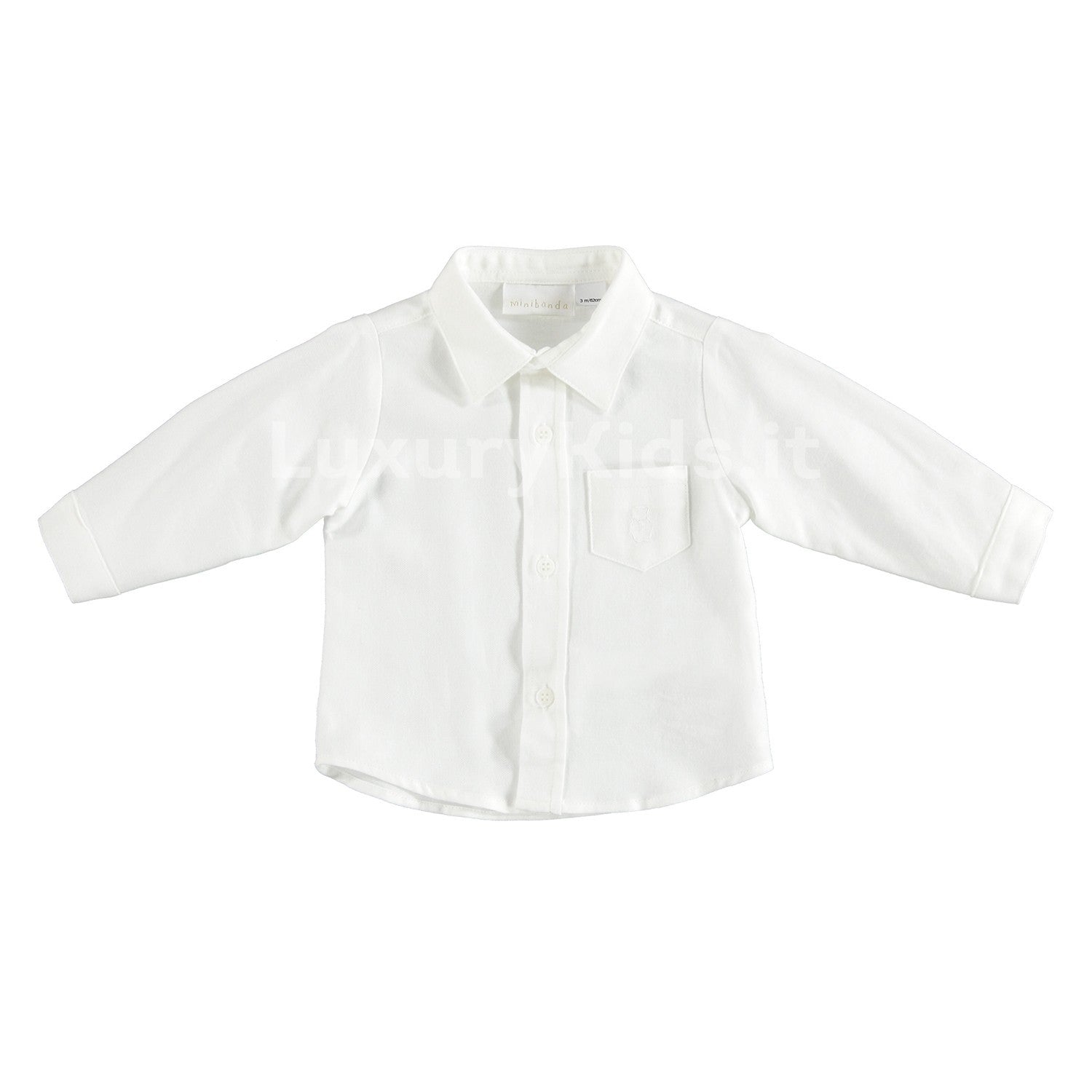 Camicia Elegante Bianco con Taschino Laterale Neonato Minibanda V627 - MINIBANDA - LuxuryKids