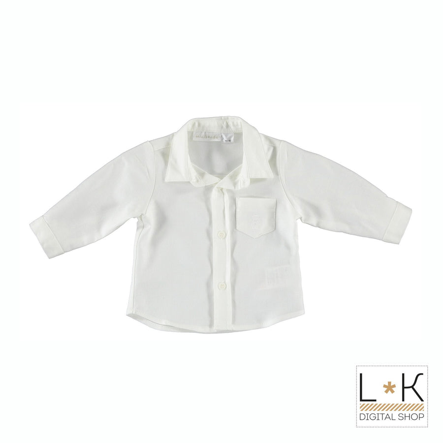 Camicia Elegante Bianco in Caldo Cotone Neonato Minibanda R623 - MINIBANDA - LuxuryKids