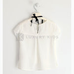 Camicia Elegante In Tessuto Crepe Con Collana Bianca Bambina Sarabanda J406 - SARABANDA - LuxuryKids