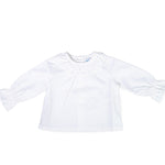 Camicia In Caldo Cotone Con Collo Volant Ricamato Panna Neonato A&J 417 - A&J - LuxuryKids