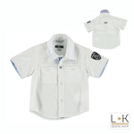 Camicia in Cotone Bianco Tinta Unita Neonato Sarabanda Q504 - SARABANDA - LuxuryKids