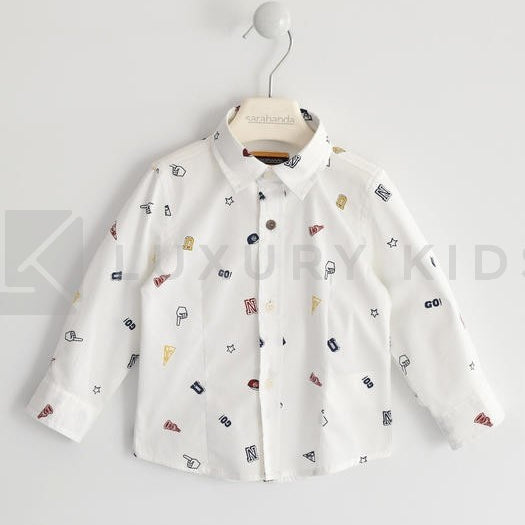Camicia In Cotone Stampa All Over Disegni Neonato Sarabanda K112 - SARABANDA - LuxuryKids