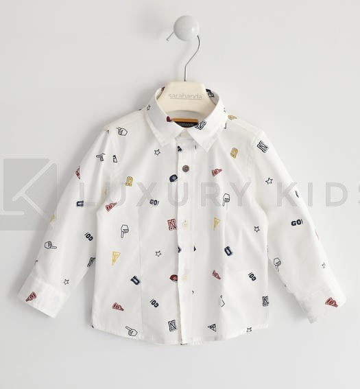 Camicia In Cotone Stampa All Over Disegni Neonato Sarabanda K112 - SARABANDA - LuxuryKids