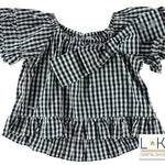 Camicia in vichy Cotone Fiocco Nero Bambina Sarabanda U560 - SARABANDA - LuxuryKids