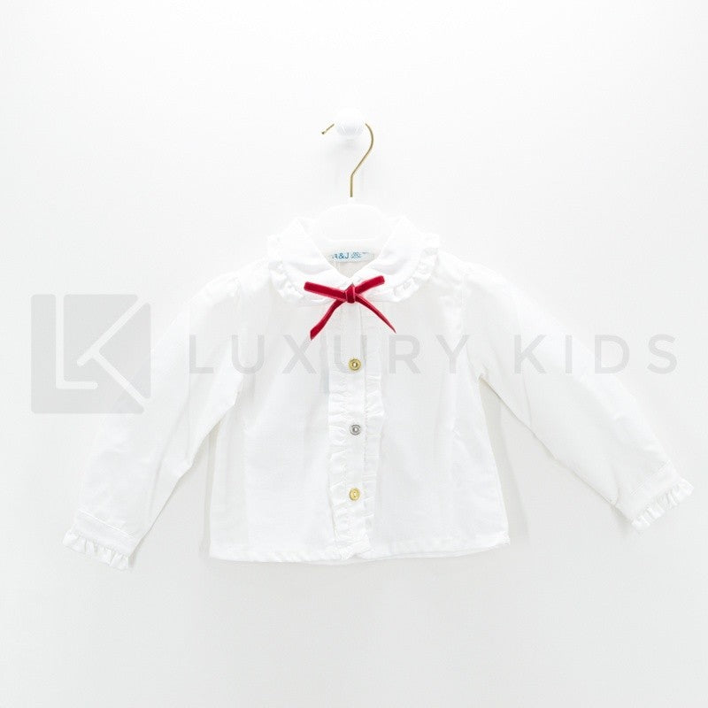 Camicia manica lunga con colletto caldo cotone Neonata A&J 534R - A&J - LuxuryKids