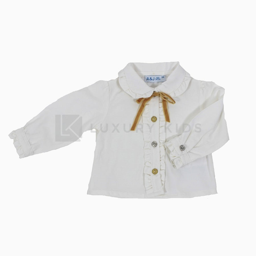 Camicia manica lunga con colletto caldo cotone Neonata A&J 534S - A&J - LuxuryKids