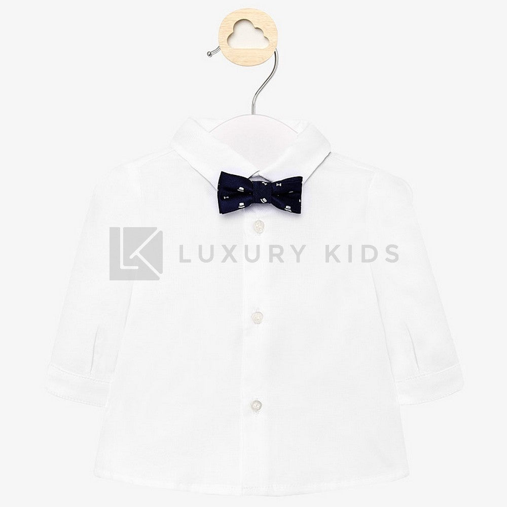 Camicia Manica Lunga con Papillon Neonato Bianco Mayoral 1142 - MAYORAL - LuxuryKids