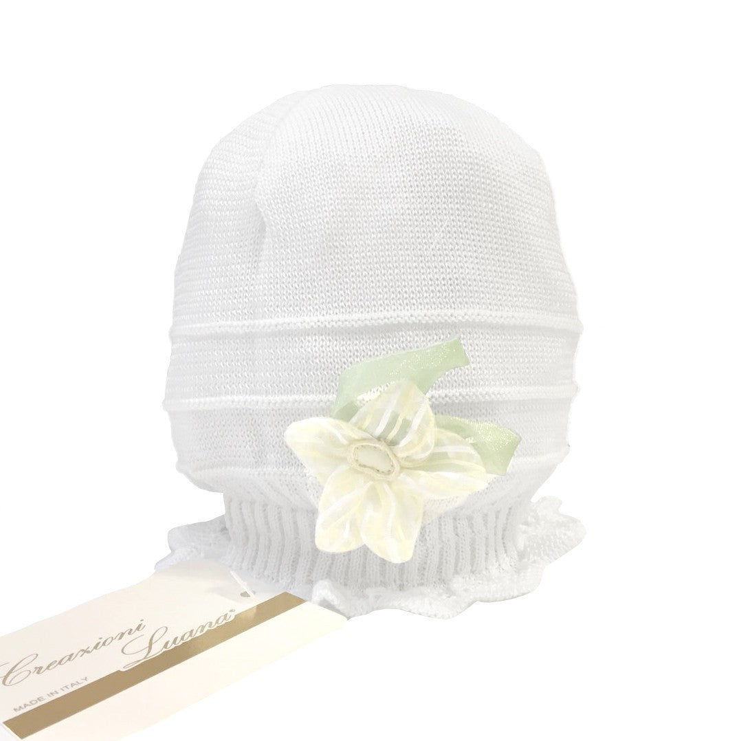 Cappellino in Filo Bianco Neonata Creazioni Luana 16055 - CREAZIONI LUANA - LuxuryKids