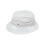 Cappello In Cotone Bianco Con Fiorellini E Strass Neonata Il Trenino 5835 - IL TRENINO - LuxuryKids